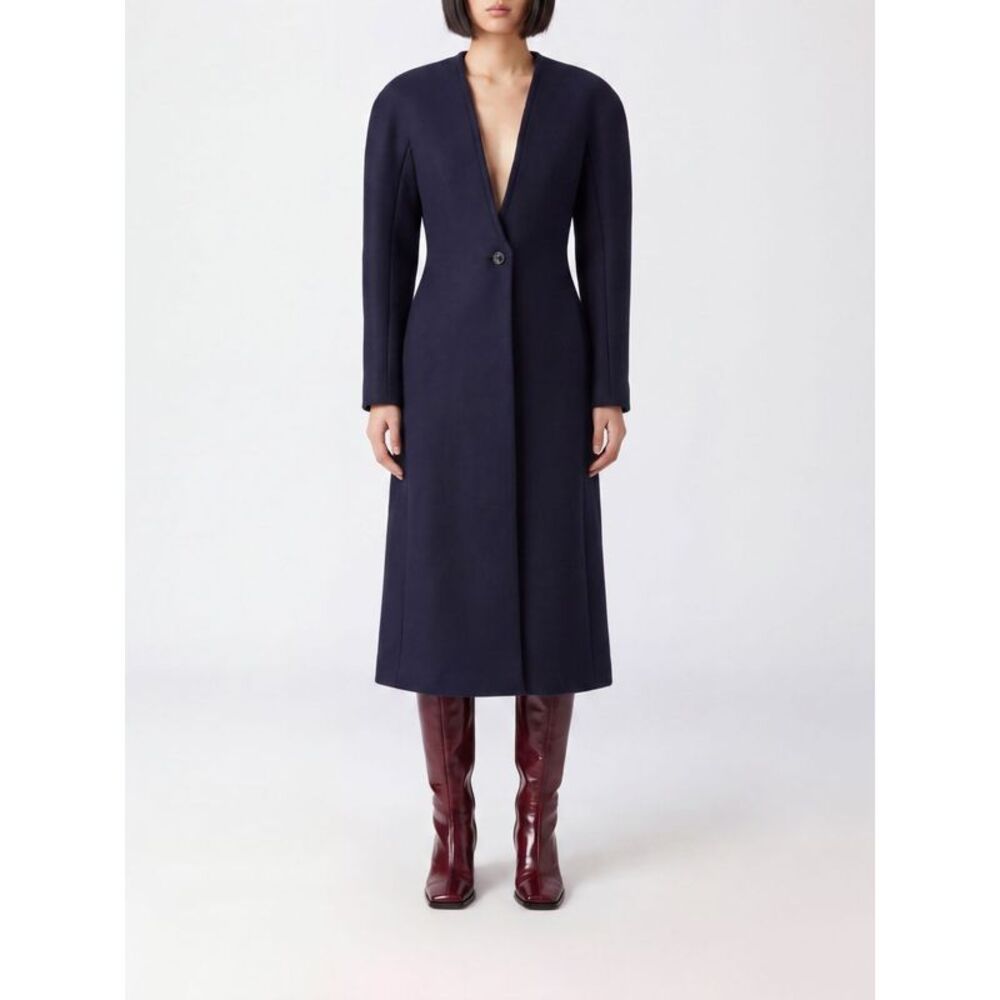 Maison Margiela Women Maison Margiela Single-Breasted Long Wool Coat With V-Neck